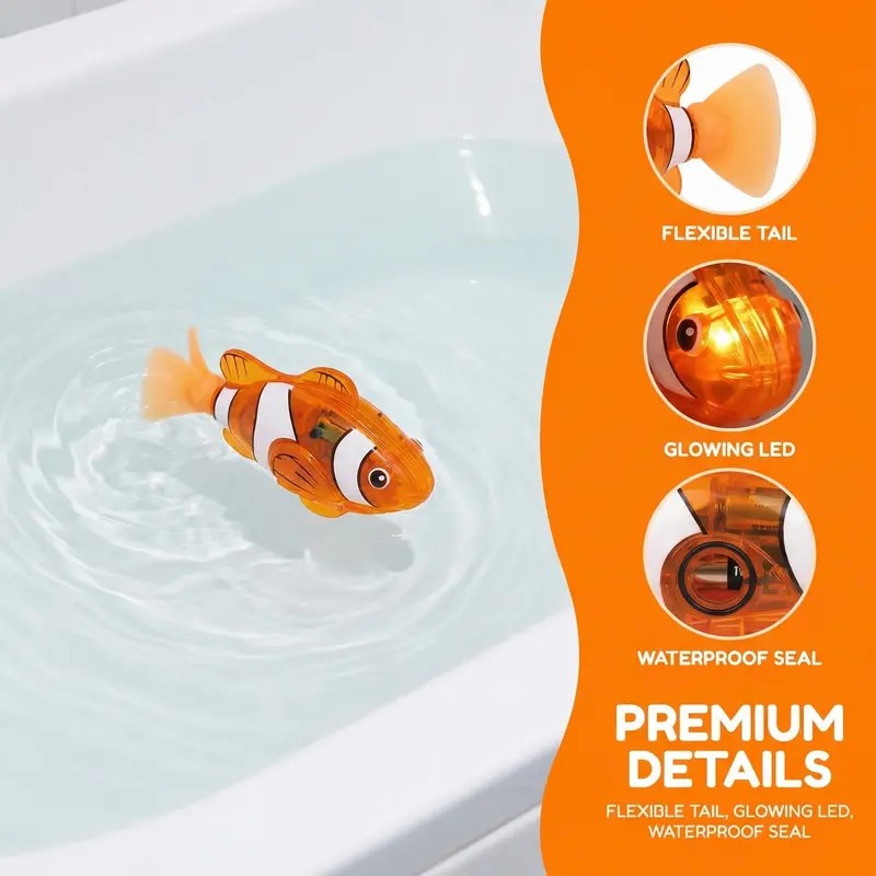 🔥🐠Fully automatic electronic pet fish - activated by sensing, emitting LED light while swimming - water interactive robotic fish toy✨-XA