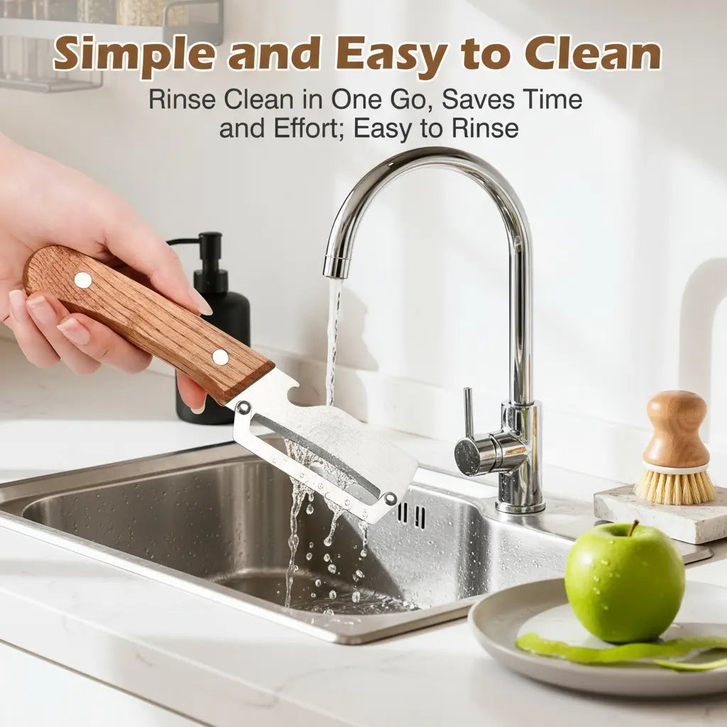 Multi Functional Vegetable Peeler for Kitchen-Wooden Handle, Potato Fruit Peeler with Bottle Opener Function, Durable Kitchen Helper-ABB8