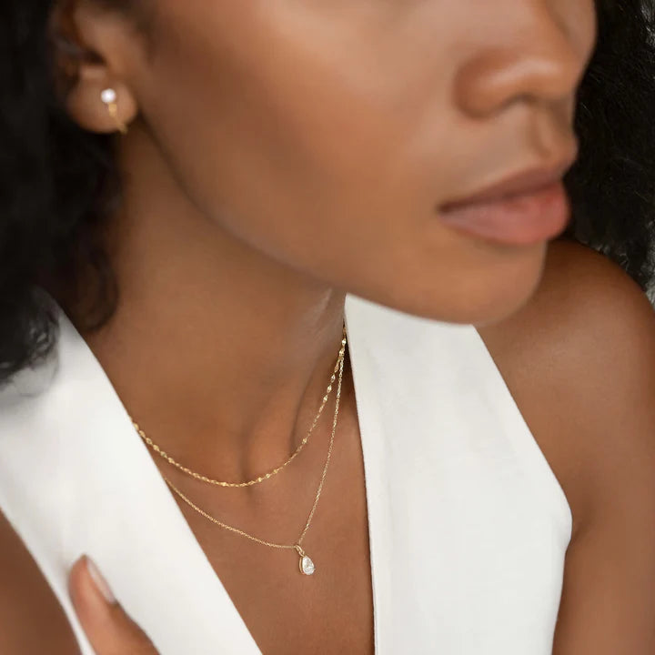 Pear Cut Diamond Pendant Necklace 14k Gold - Oline