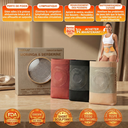 🪙Boutique Officielle | 👨‍👩‍👦👨‍👩‍👦 𝐏𝐀𝐔𝐑𝐀𝐉𝐔® 2026 Short Sculptant & Brûle-Graisses 4-en-1 aux Micro-Particules de Moringa & Berbérine-ABB8(H5)