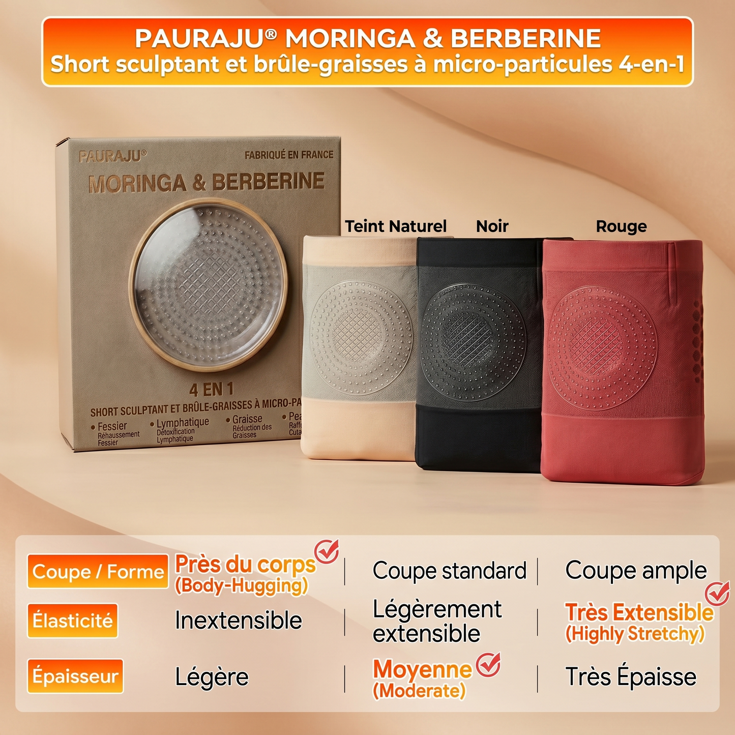 🩺Boutique Officielle | 👨‍👩‍👦👨‍👩‍👦 𝐏𝐀𝐔𝐑𝐀𝐉𝐔® 2026 Short Sculptant & Brûle-Graisses 4-en-1 aux Micro-Particules de Moringa & Berbérine-ABB8（D）