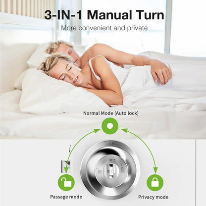 EUERTE Smart Fingerprint Door Lock 3-in-1 with TT App Control & 5S Auto-Lock Rechargeable Battery for Rooms Offices Apartments Warehouses Garages Black Friday Gift-H1