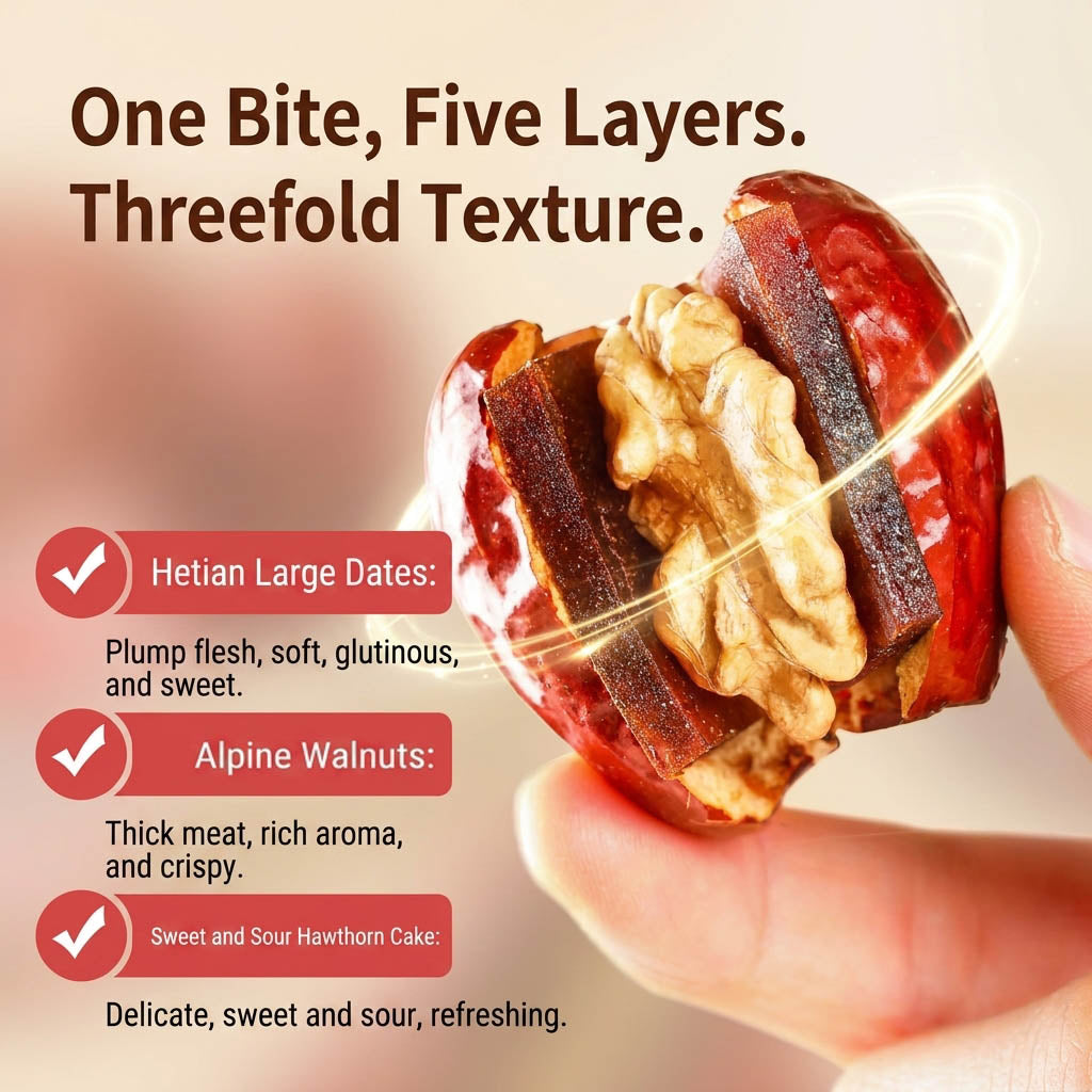 🍓Say goodbye to high-calorie guilt! 🍓 Satisfy your taste buds with our fiber-rich Jujube with Hawthorn and Walnut Hug Dried Fruit!-XA