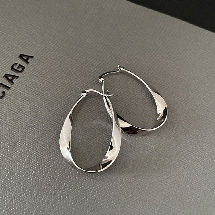 🏆Flash Sale⚡Sterling Silver Mobius Twist Hoop Earrings - W18