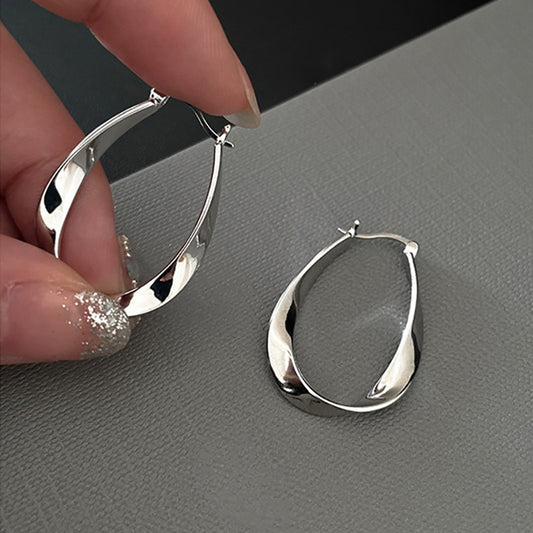 🏆Flash Sale⚡Sterling Silver Mobius Twist Hoop Earrings - W18