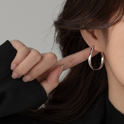 🏆Flash Sale⚡Sterling Silver Mobius Twist Hoop Earrings - W18
