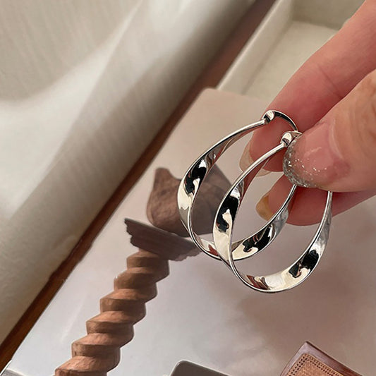 🏆Flash Sale⚡Sterling Silver Mobius Twist Hoop Earrings - W18