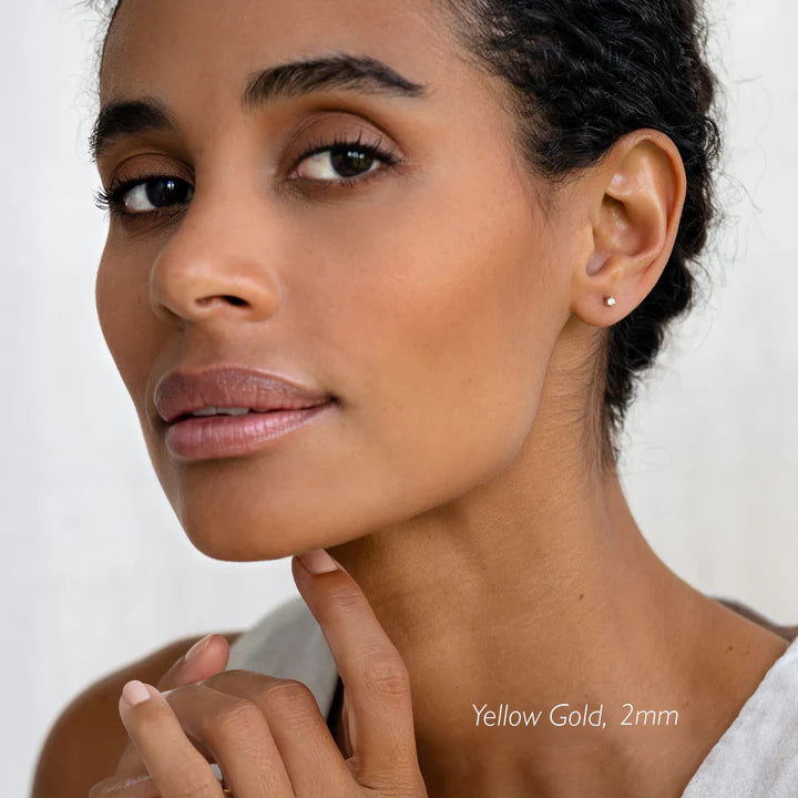 14k Yellow Gold Diamond Stud Earrings 2mm - Aria