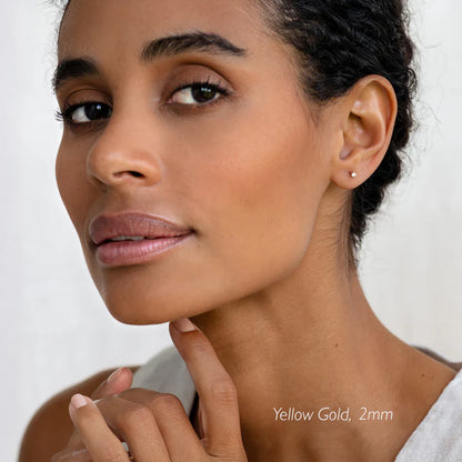 14k Yellow Gold Diamond Stud Earrings 2mm - Aria