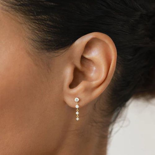 Diamond Drop Earrings 14k Gold - Helmi