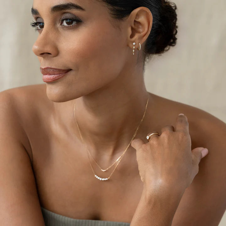 Diamond Drop Earrings 14k Gold - Helmi