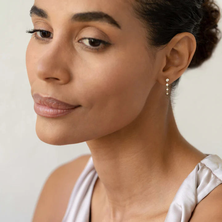 Diamond Drop Earrings 14k Gold - Helmi