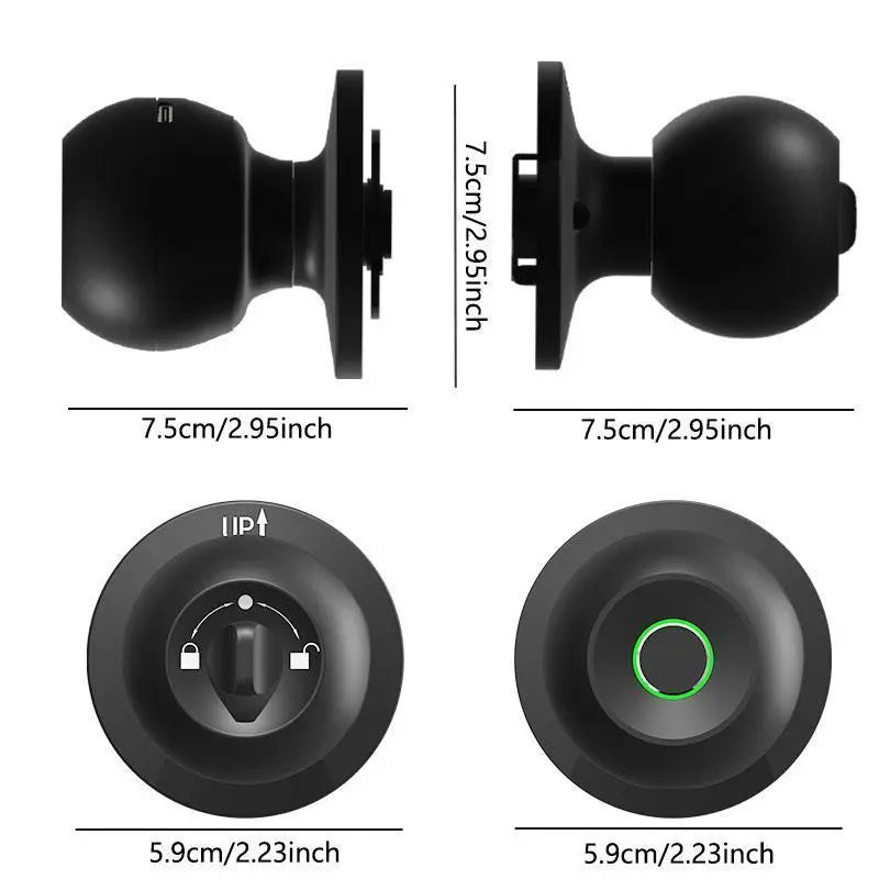 EUERTE Smart Fingerprint Door Lock 3-in-1 with TT App Control & 5S Auto-Lock Rechargeable Battery for Rooms Offices Apartments Warehouses Garages Black Friday Gift-H1