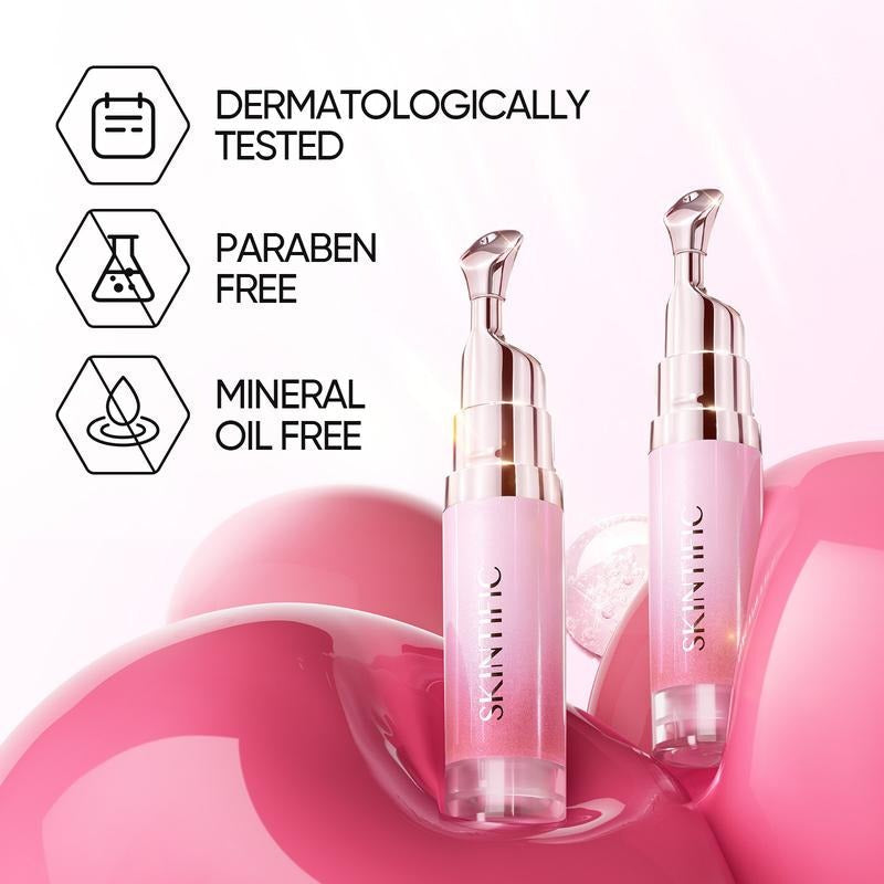 [New Shade Launch] SKINTIFIC Hydrating Brightening Lip Serum with Hyaluronic Acid & Peptide for Radiant Lips Gentle Glossy Korean Beauty Makeup Balm Shea Smooth Moisture with Cooling Metal Roller Applicator-XA