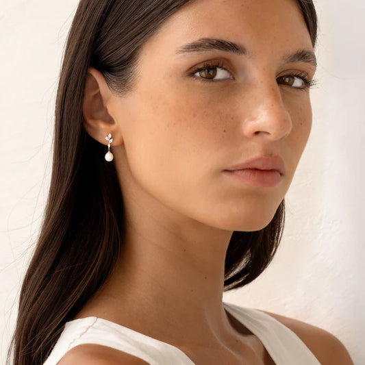 Pearl Drop Earrings Silver - Ariana