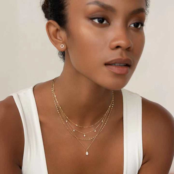 Pear Cut Diamond Pendant Necklace 14k Gold - Oline