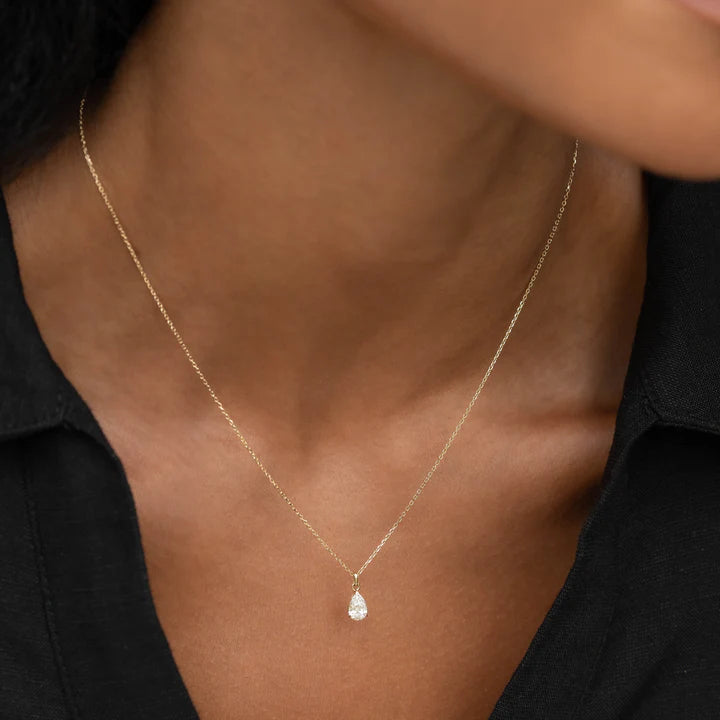 Pear Cut Diamond Pendant Necklace 14k Gold - Oline