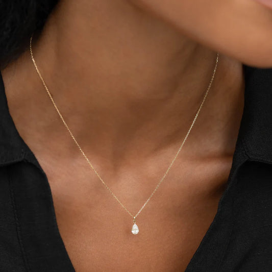 Pear Cut Diamond Pendant Necklace 14k Gold - Oline