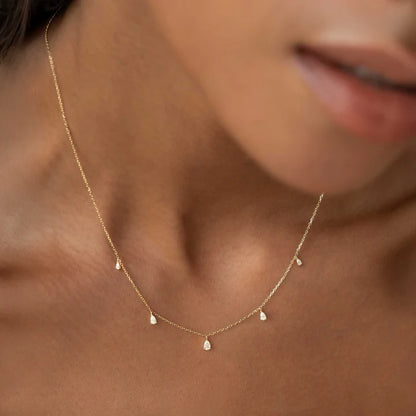 Pear Cut Diamond Pendant Necklace 14k Gold - Sylvie